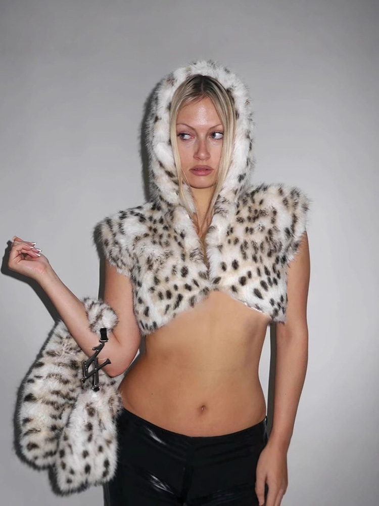 Winter Clothing Trends For Women - Y2K Sexy Leopard Print Hooded Short