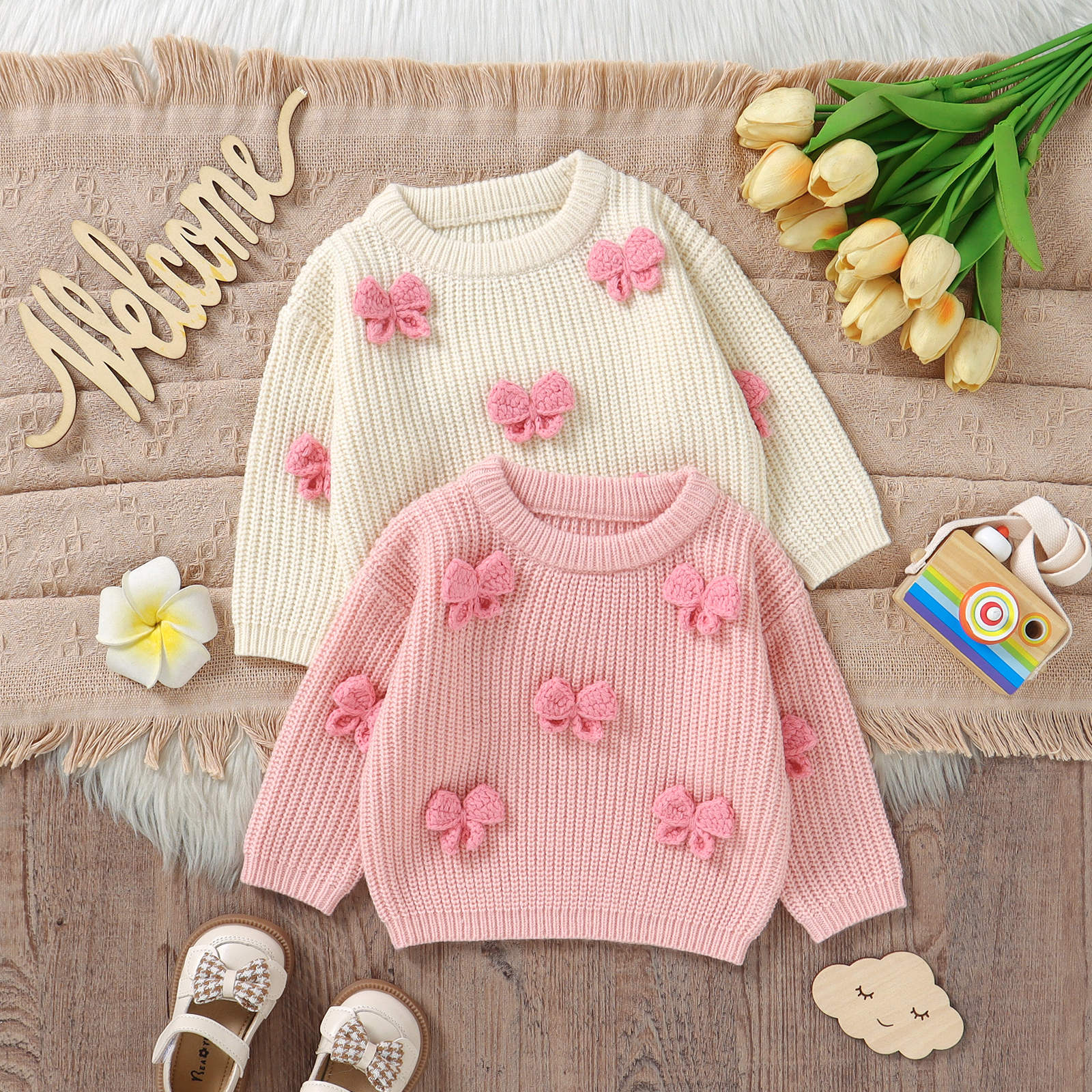 Winter Clothing Toddler - Fashion Bowknot Knitted Baby Girls Sweaters