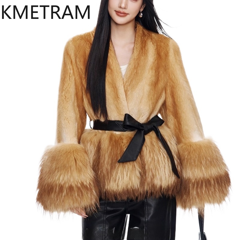 Winter Clothing For Dogs - KMETRAM Natural muskrat fur Jacket Woman