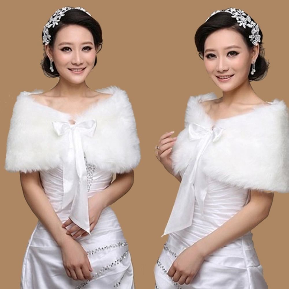 Winter Clothing Essentials - Winter Cape White Fur Shawl Wedding