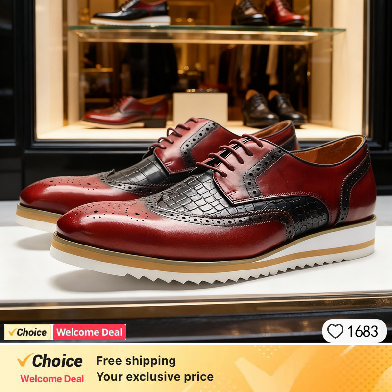 Handmade men shoes luxury bran - Winter Clothing Brands ulasan dan harga