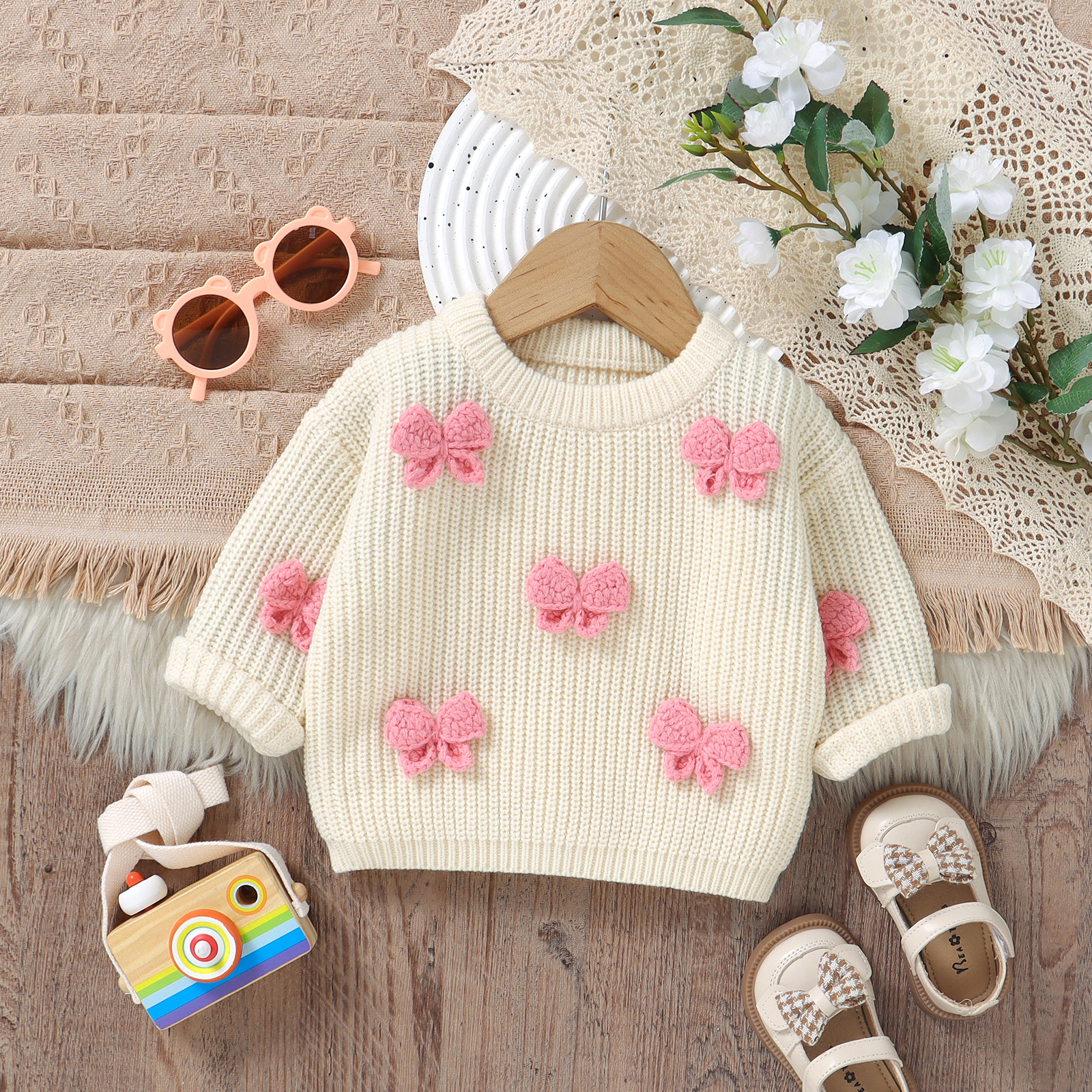 Fashion Bowknot Knitted Baby G - Winter Clothing Toddler ulasan dan harga