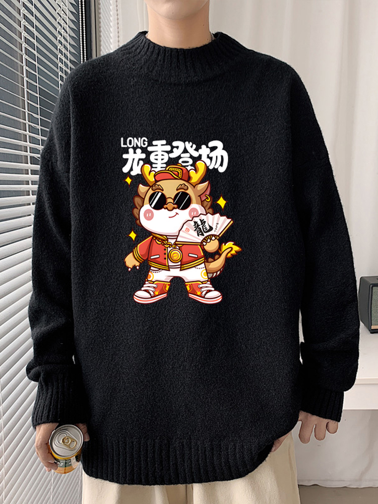 Loose Fit High Collar Knitwear - Winter Clothing Brands ulasan dan harga