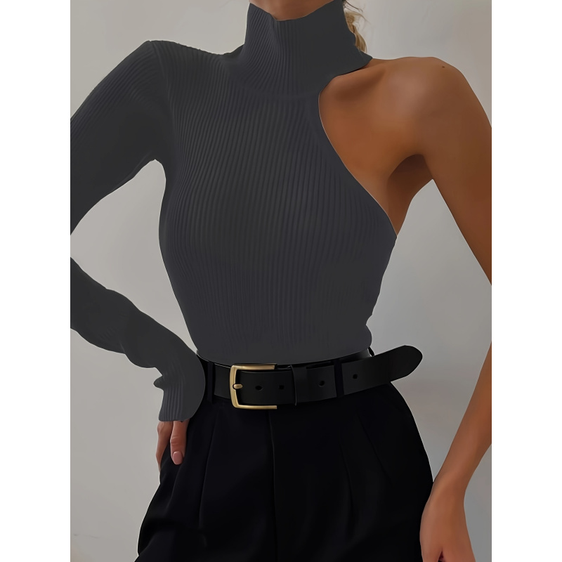 Solid Asymmetric One Shoulder  - Winter Clothing ulasan dan harga