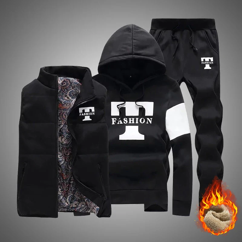 3 Pieces Set Hoodies+Vest+Pant - Winter Clothing ulasan dan harga