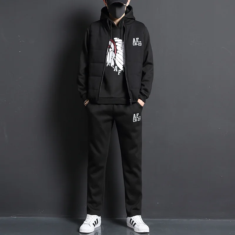 3 Pieces Set Hoodies+Vest+Pant - Winter Clothing ulasan dan harga