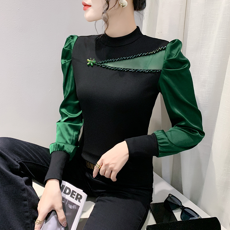 Elegant Slim Beading Shirt Wom - Winter Clothing Colors ulasan dan harga