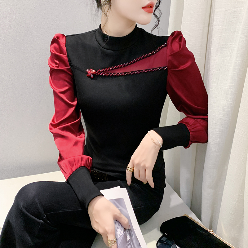 Elegant Slim Beading Shirt Wom - Winter Clothing Colors ulasan dan harga