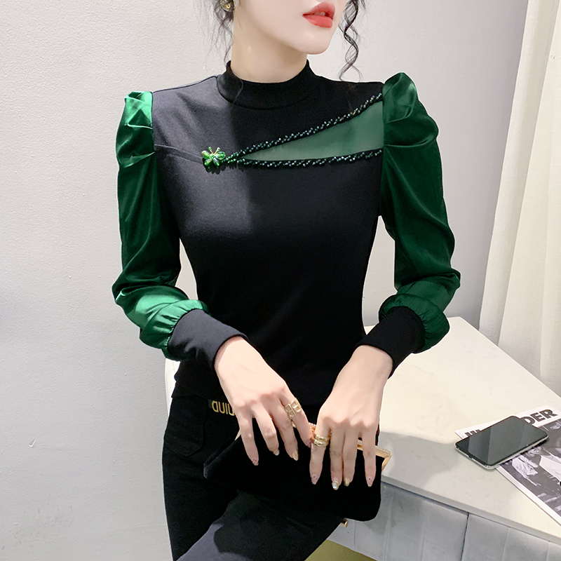 Elegant Slim Beading Shirt Wom - Winter Clothing Colors ulasan dan harga
