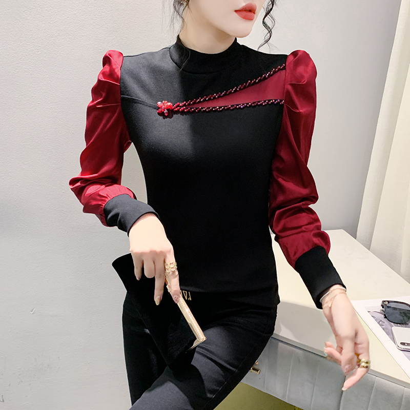 Elegant Slim Beading Shirt Wom - Winter Clothing Colors ulasan dan harga